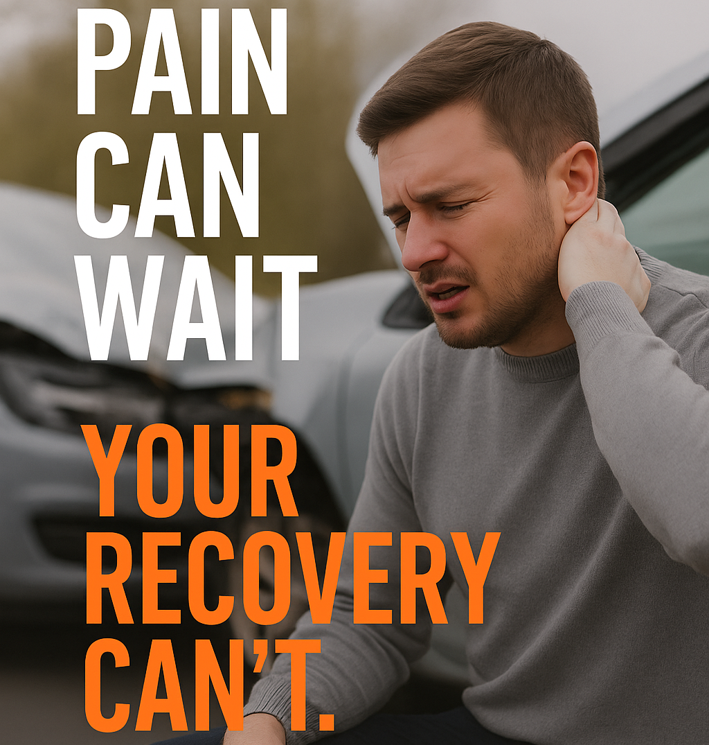 A man holding the back of his neck after a car accident.