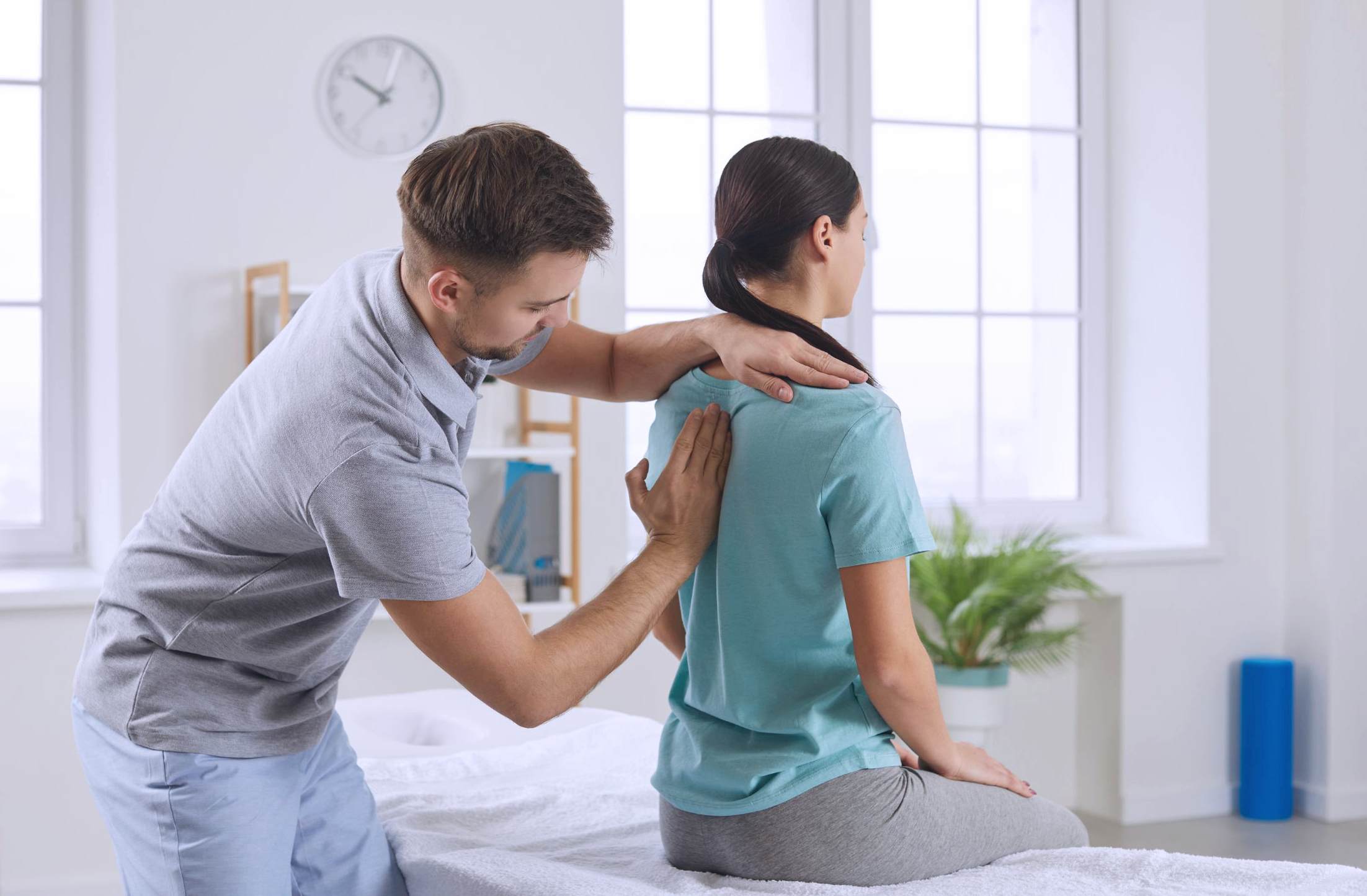 Patient receiving physiotherapy after a car accident